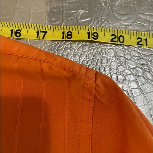 Perry Ellis size L Heavyweight Orange Striped Business Casual Button Front Shirt - Picture 4 of 8